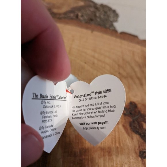 Ty 4058 Valentino Bear Beanie Baby 1993/1994; Errors, PVC, Brown Nose - Picture 6 of 11